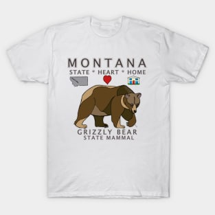 Montana - Grizzly Bear - State, Heart, Home - state symbols T-Shirt